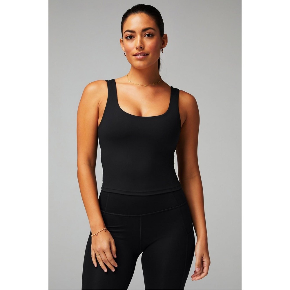 Fabletics Oasis Twist Built-In Bra Tank Black Large